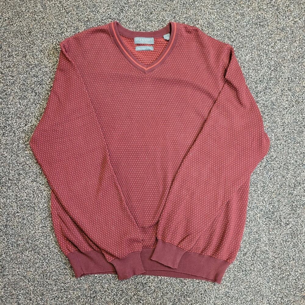 Lyle & Scott Men's Red Sweater 100% Combed Cotton Size L